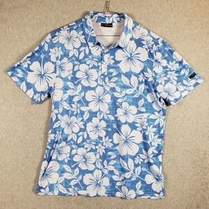 Yatta Golf Men's XXL Blue White Floral Print Short Sleeve Polo Shirt